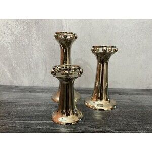 Silver Plated Revival Candlestick Trio RARE